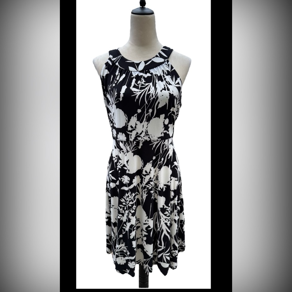 Tommy Hilfiger Black/White Floral Sleeveless Dress Size 8 NEW WITH TAGS